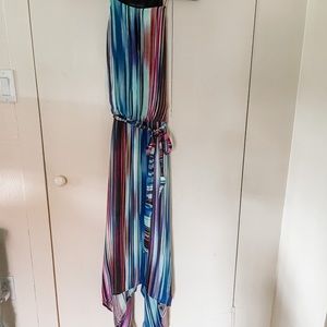 South Moon Under Asymmetrical hem dress, keyhole neck, multicolor sz MED